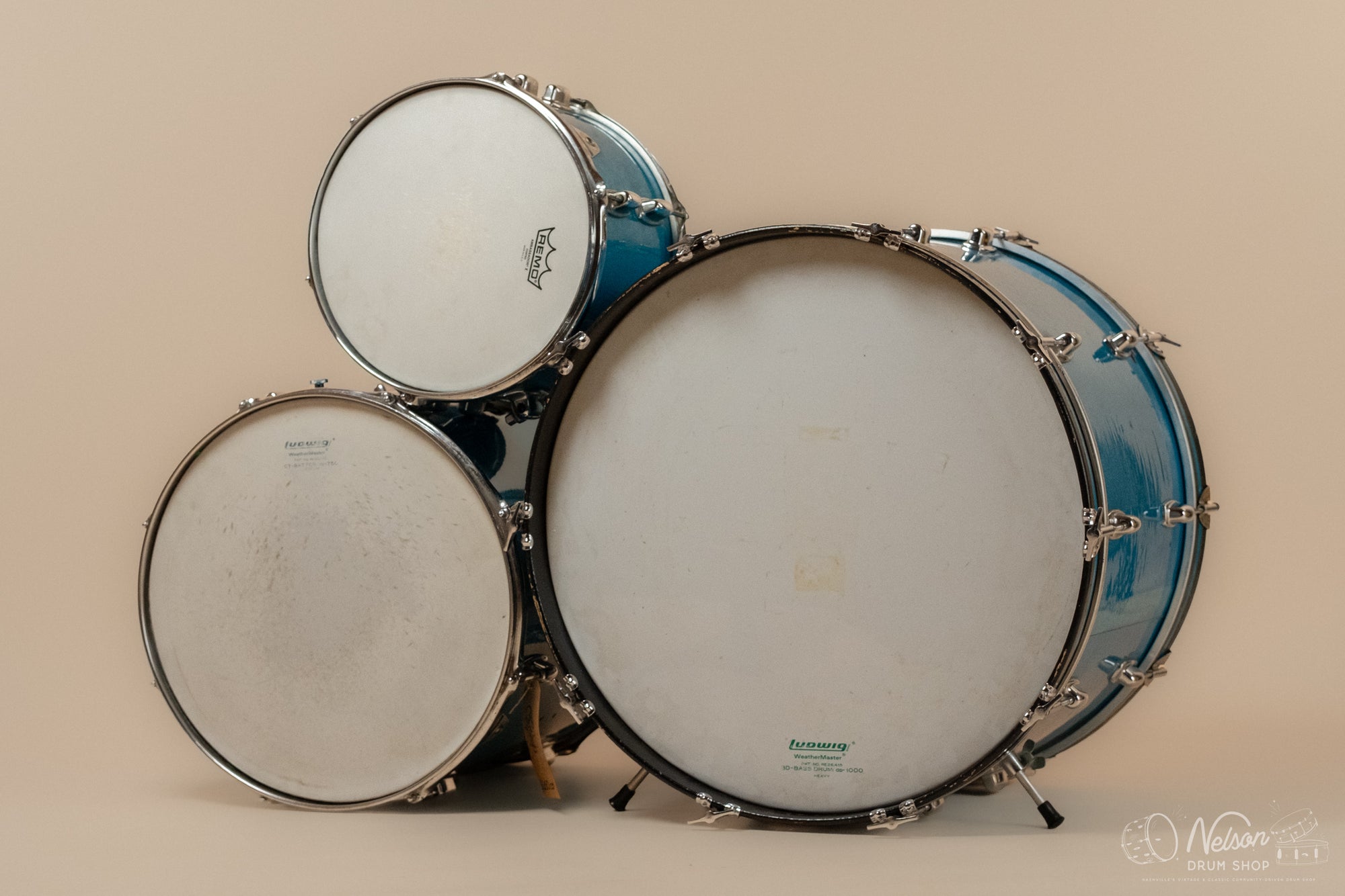 1970s Ludwig 'Standard' in Blue Mist - 14x22, 16x16, 8x12