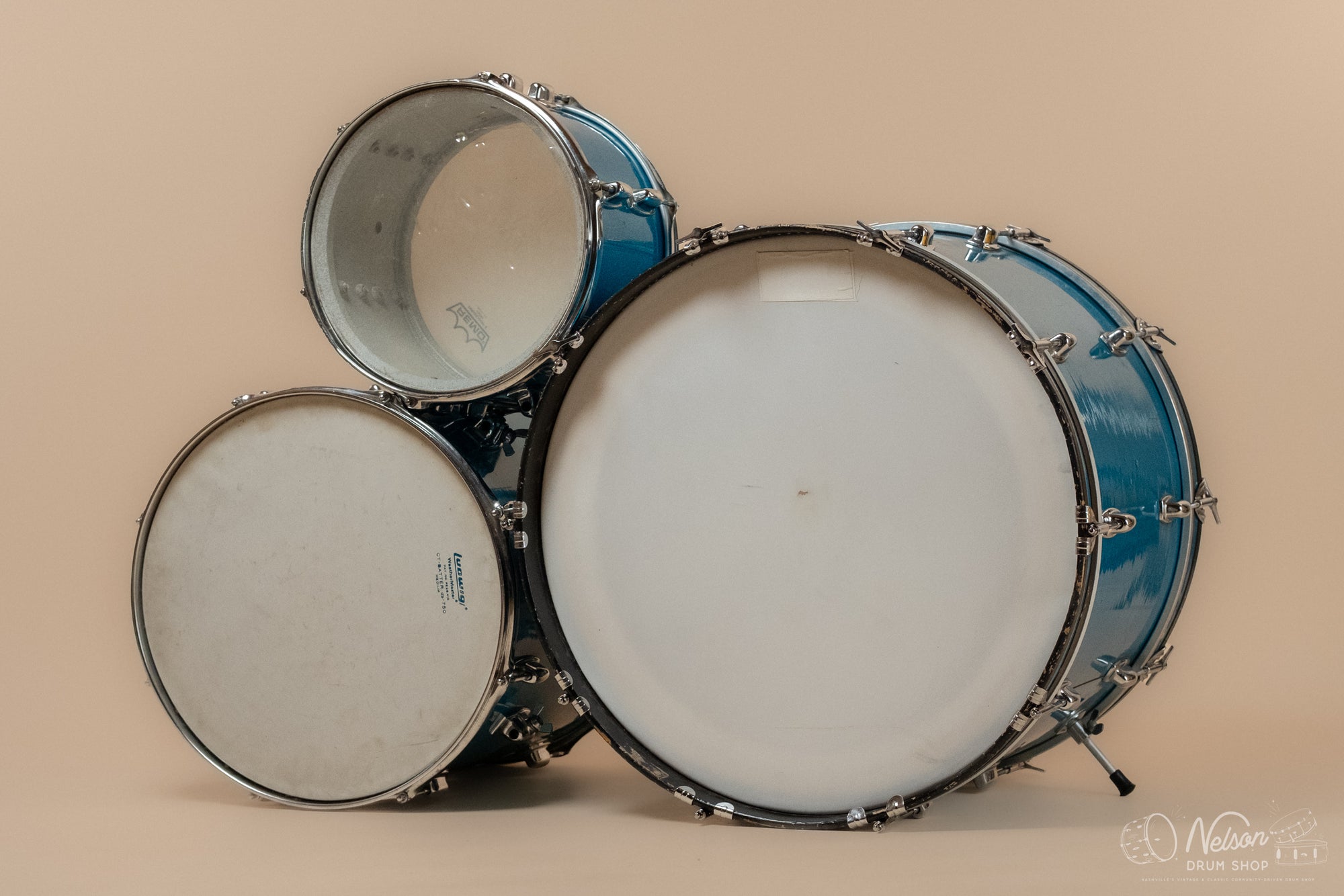 1970s Ludwig 'Standard' in Blue Mist - 14x22, 16x16, 8x12