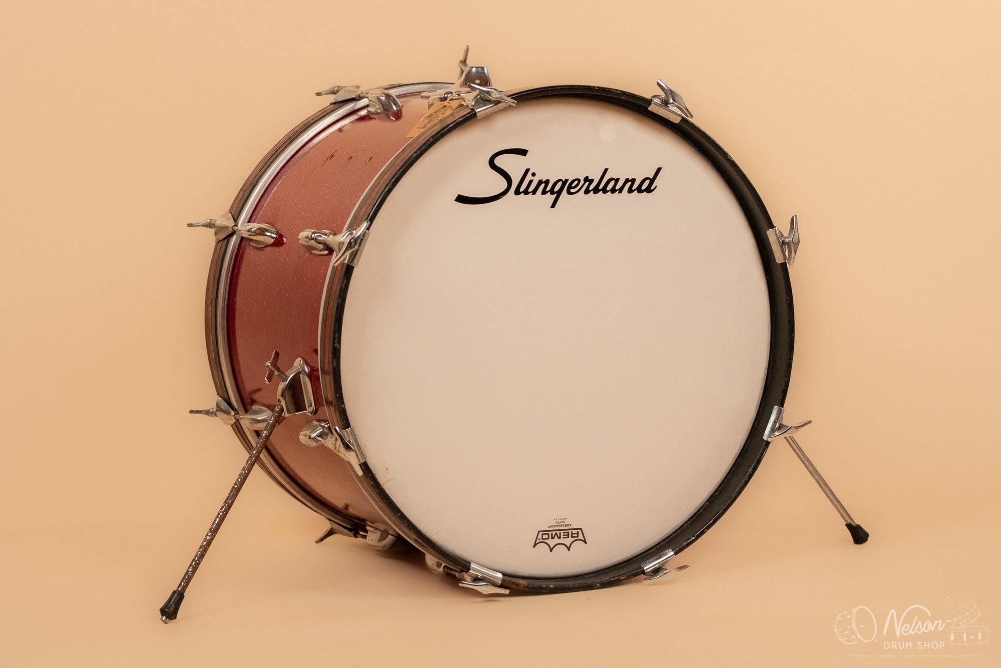 1970s Slingerland Bass Drum in Sparkling Red Pearl - 14x20