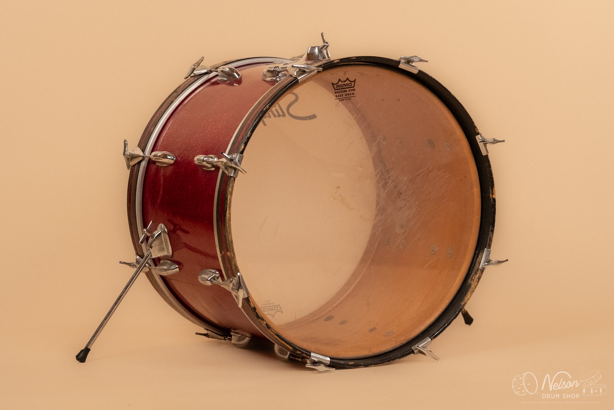 1970s Slingerland Bass Drum in Sparkling Red Pearl - 14x20