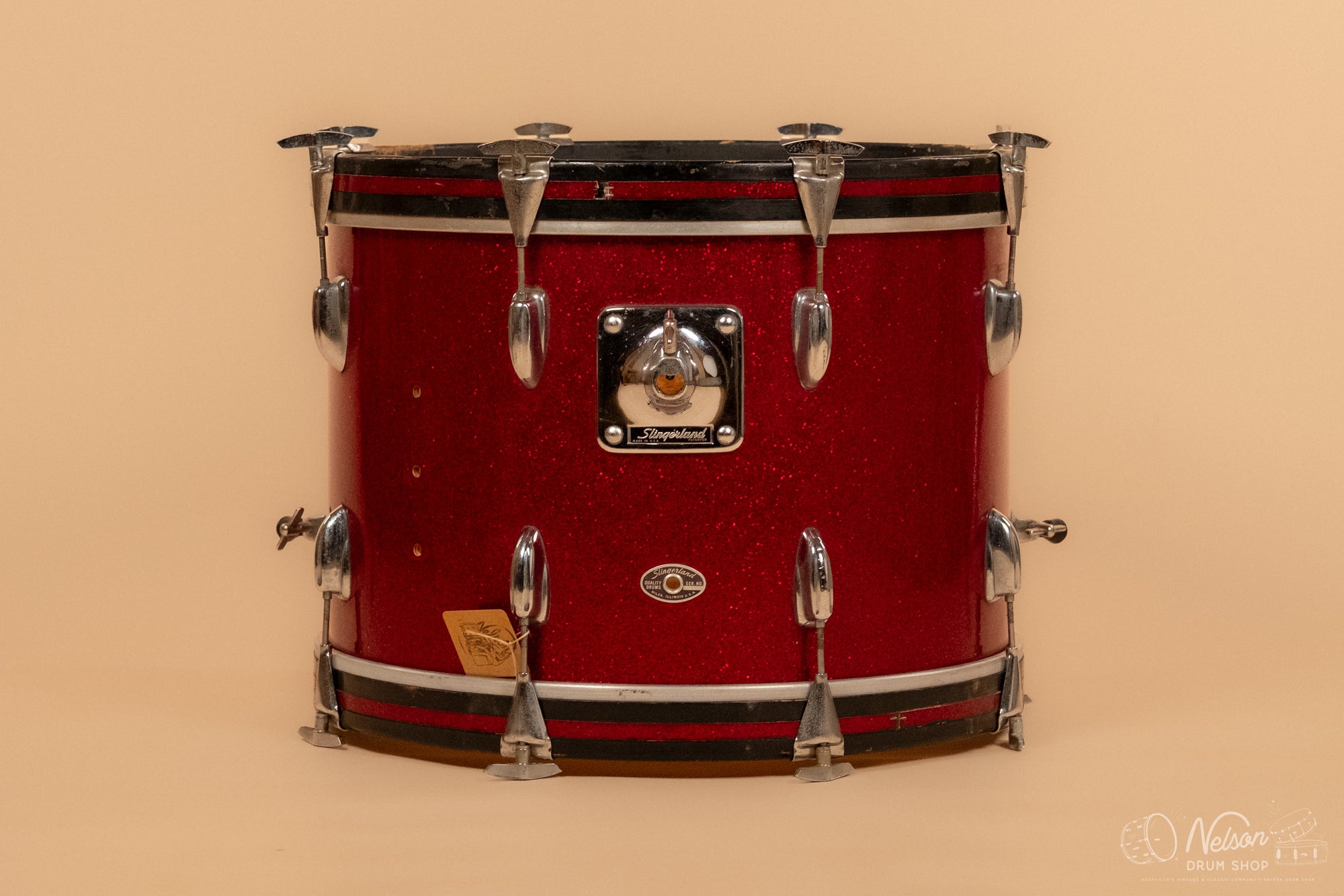 1970s Slingerland Bass Drum in Sparkling Red Pearl - 14x20