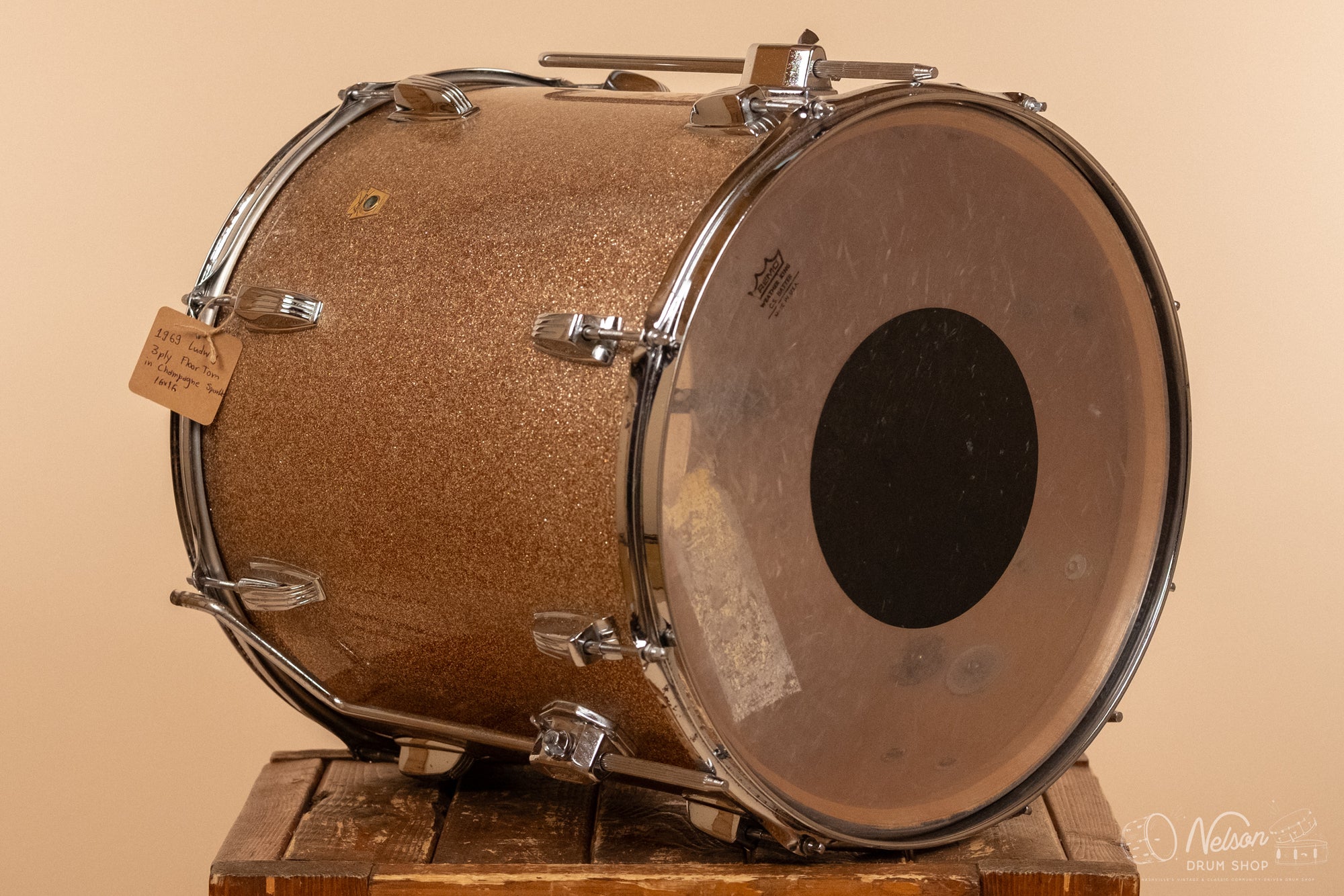 1969 Ludwig 3 ply Floor Tom in Champagne Sparkle - 16x16