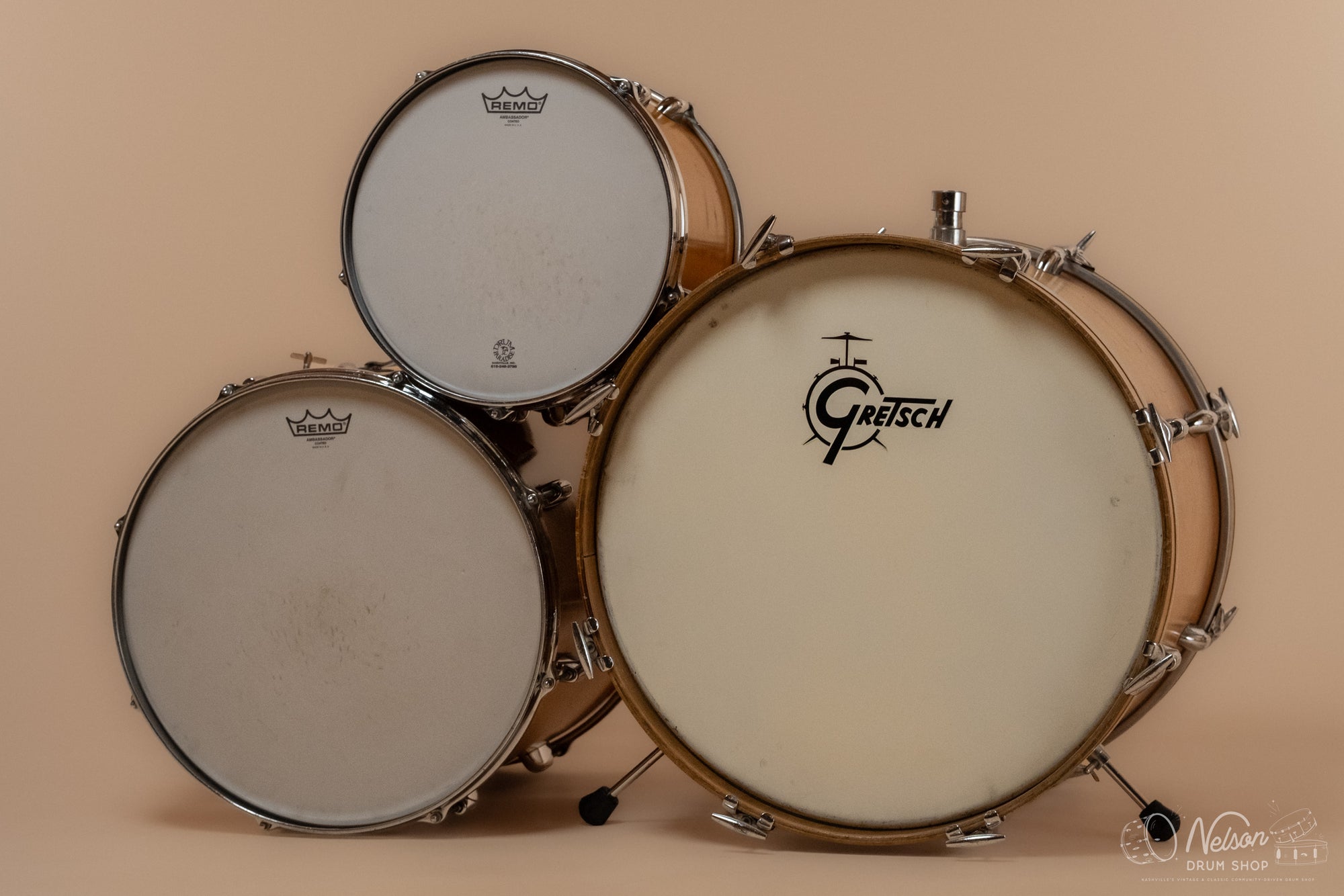 1960s Gretsch Round Badge 'Rock & Roll' in Maple Lacquer - 14x20, 8x12, 16x16