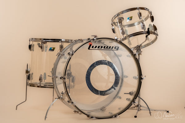 1970s Ludwig 'Pro Beat' in Clear Vistalite - 14x24, 9x13, 16x16