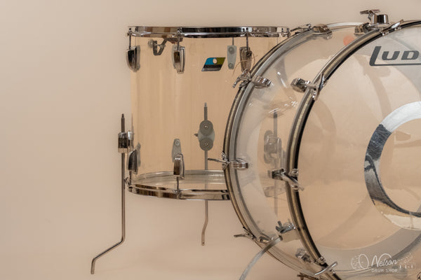 1970s Ludwig 'Pro Beat' in Clear Vistalite - 14x24, 9x13, 16x16