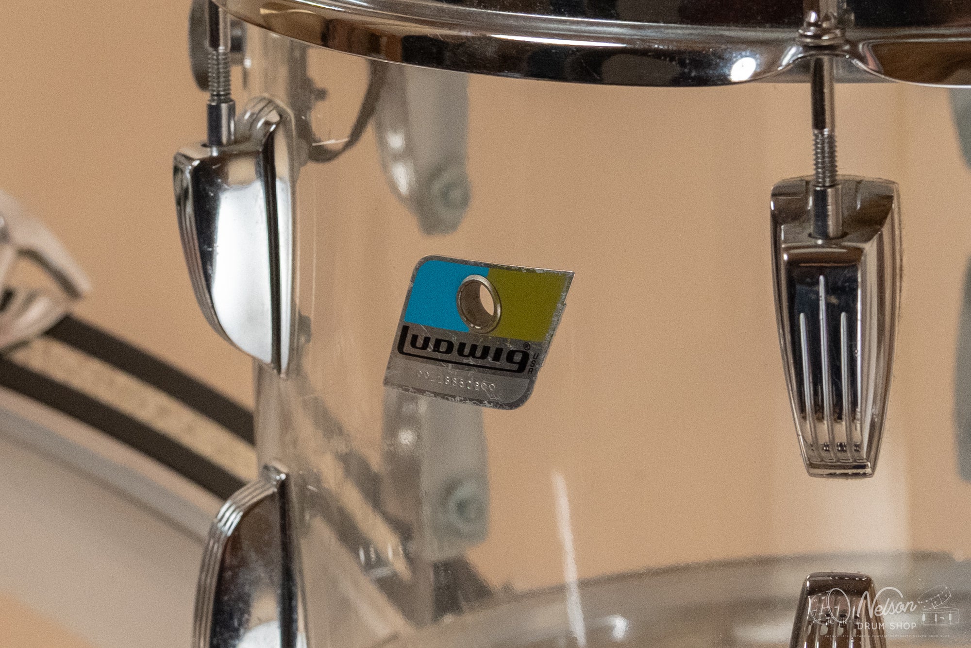 1970s Ludwig 'Pro Beat' in Clear Vistalite - 14x24, 9x13, 16x16