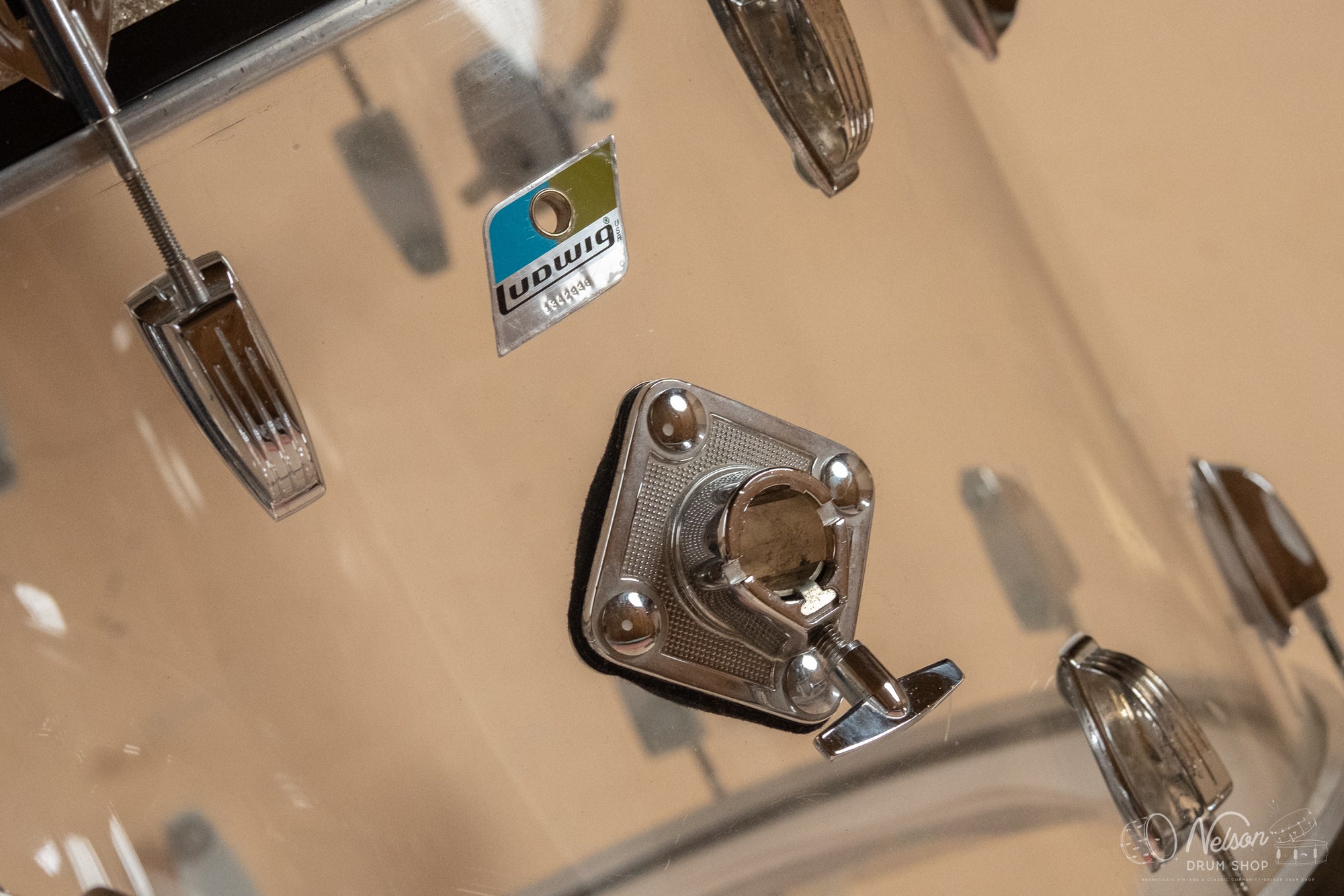 1970s Ludwig 'Pro Beat' in Clear Vistalite - 14x24, 9x13, 16x16