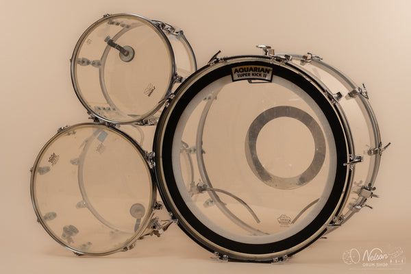 1970s Ludwig 'Pro Beat' in Clear Vistalite - 14x24, 9x13, 16x16