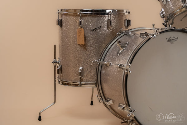 1960s Rogers Buddy Rich 'Headliner' Cleveland Era in Silver Sparkle - 14x20, 9x13, 16x16