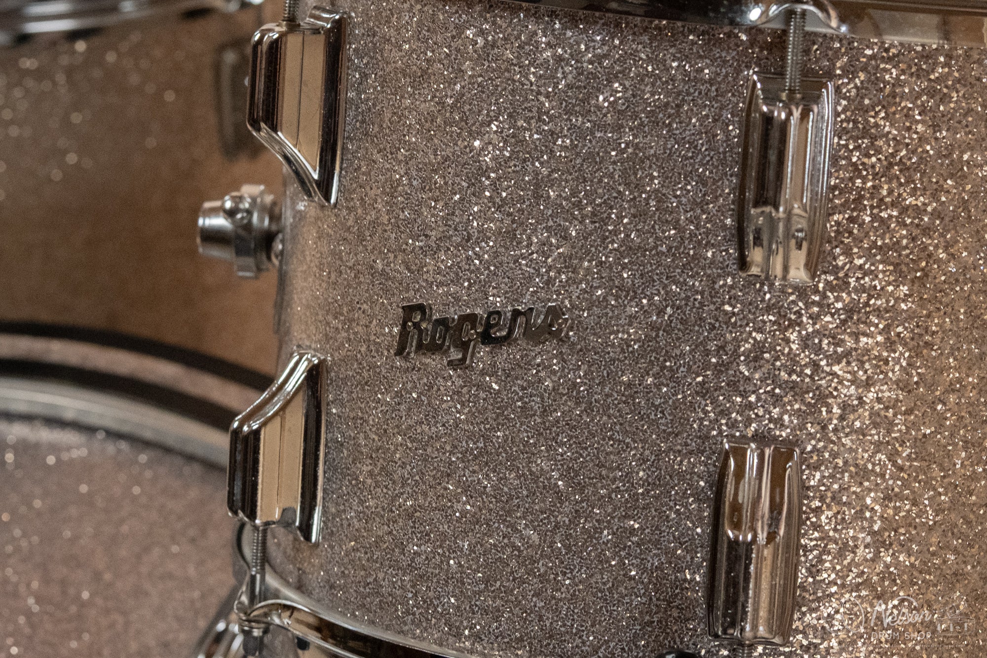 1960s Rogers Buddy Rich 'Headliner' Cleveland Era in Silver Sparkle - 14x20, 9x13, 16x16