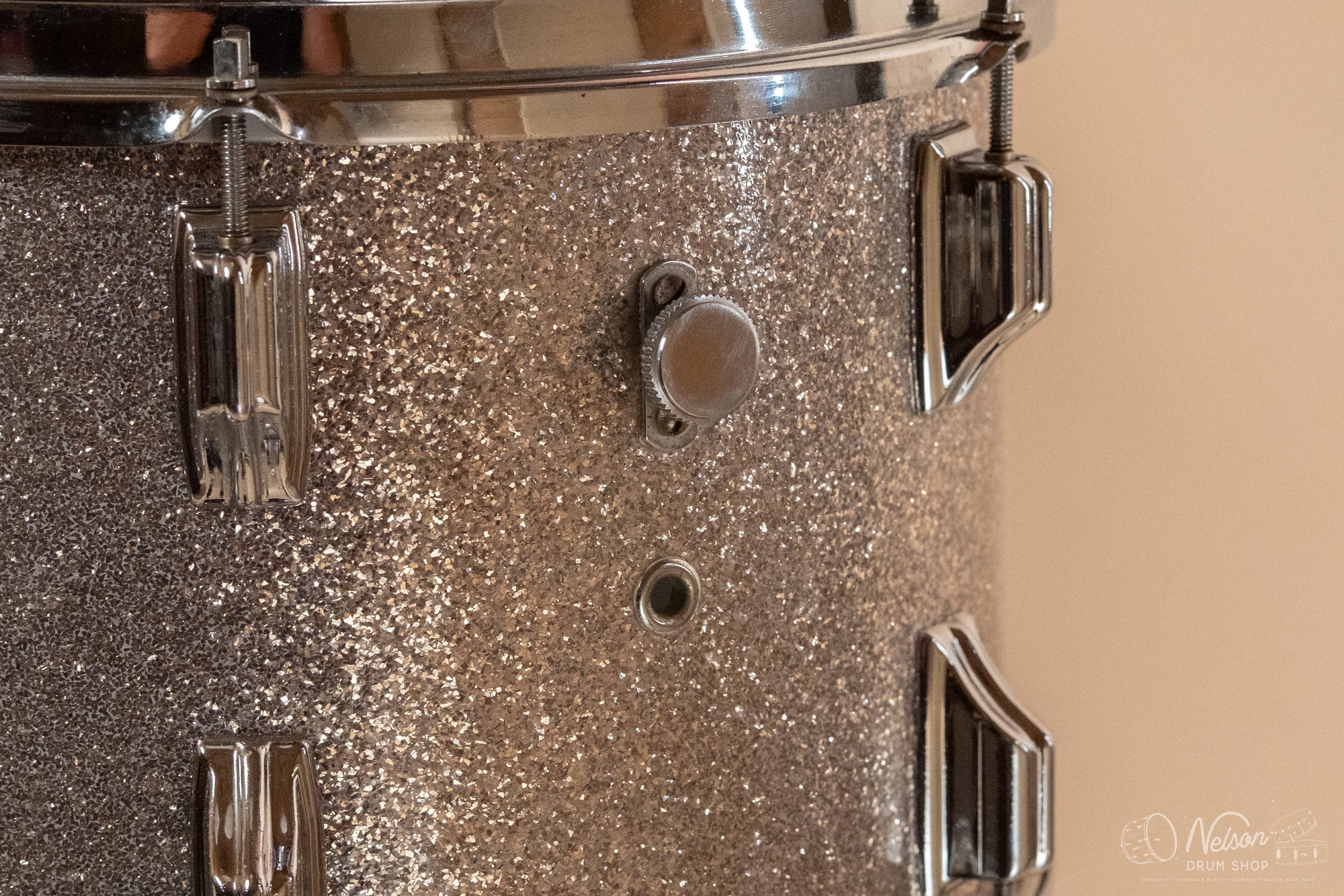1960s Rogers Buddy Rich 'Headliner' Cleveland Era in Silver Sparkle - 14x20, 9x13, 16x16
