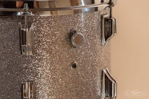 1960s Rogers Buddy Rich 'Headliner' Cleveland Era in Silver Sparkle - 14x20, 9x13, 16x16