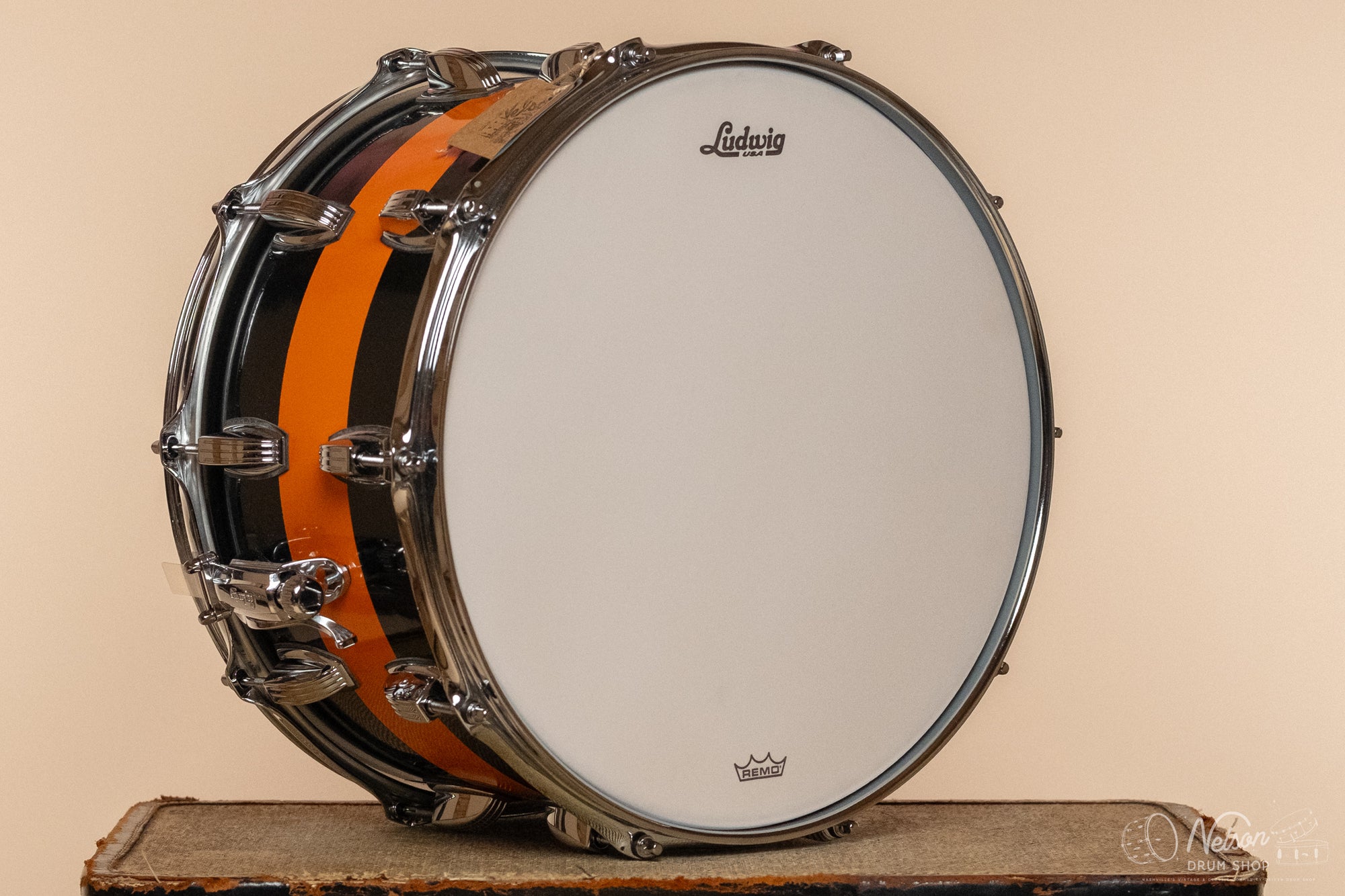Ludwig Classic Maple in Black & Orange Cortex- 8x14