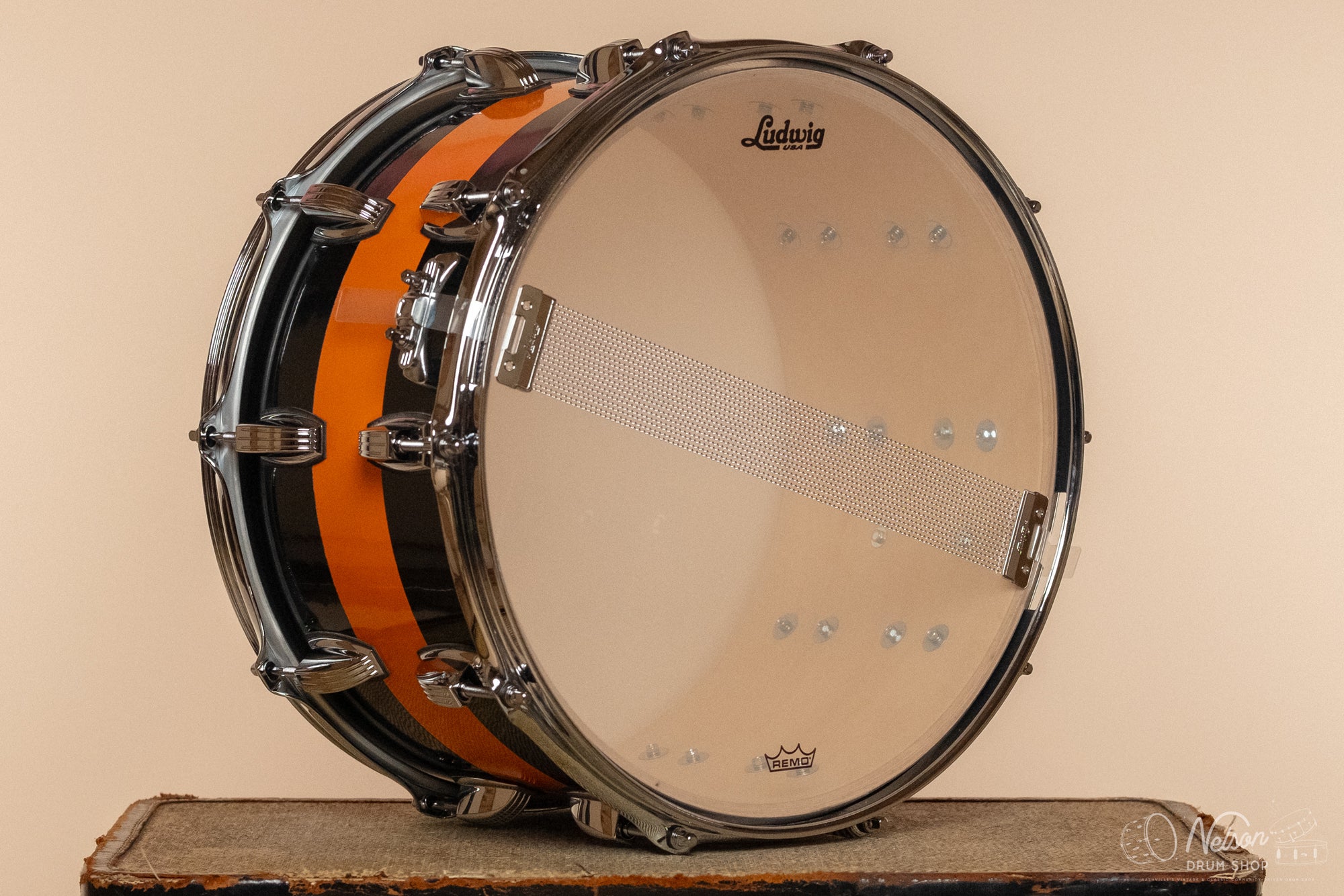 Ludwig Classic Maple in Black & Orange Cortex- 8x14