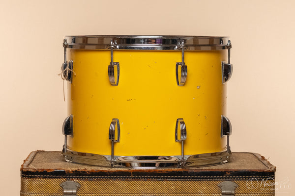 1970s Ludwig 6 ply Tom in White Cortex (under Yellow) - 10x14