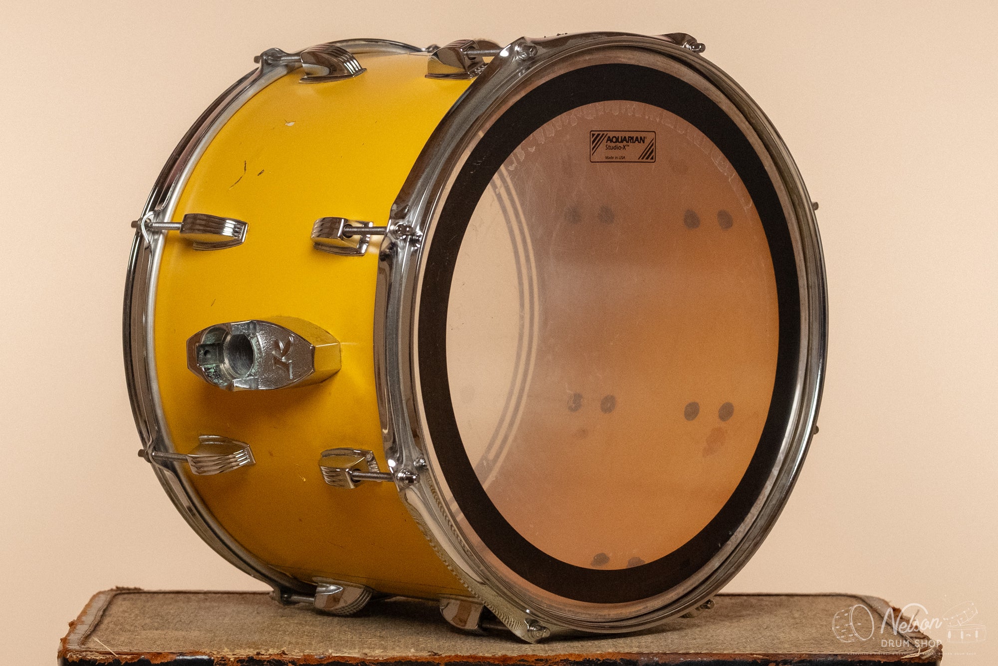 1970s Ludwig 6 ply Tom in White Cortex (under Yellow) - 10x14