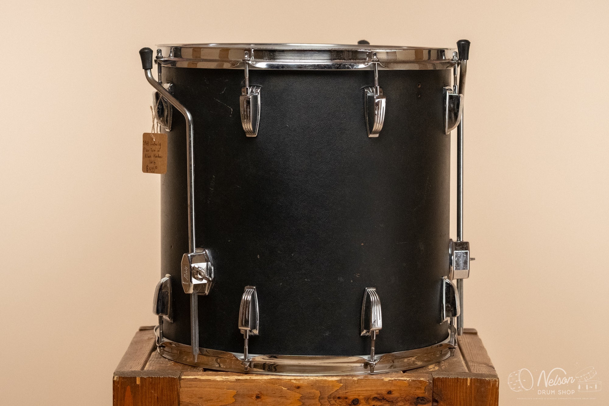 1960s Ludwig 3 ply Floor Tom in Black Panther - 16x16