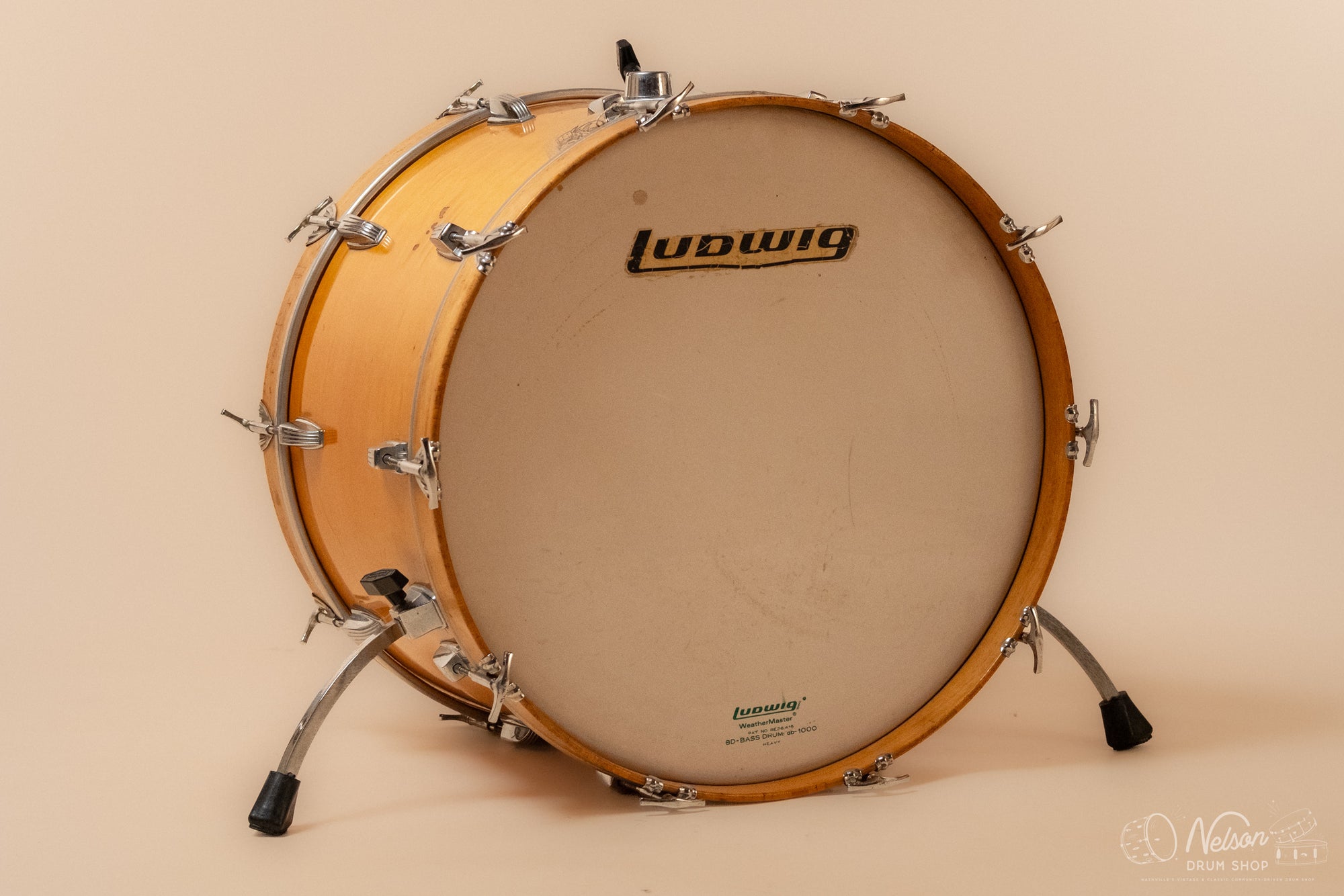 1971 Ludwig 3 ply Bass Drum in Maple Thermogloss - 14x22