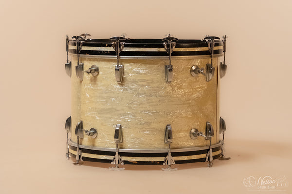 1960s Ludwig Classic Bass Drum in White Marine Pearl - 14x22"