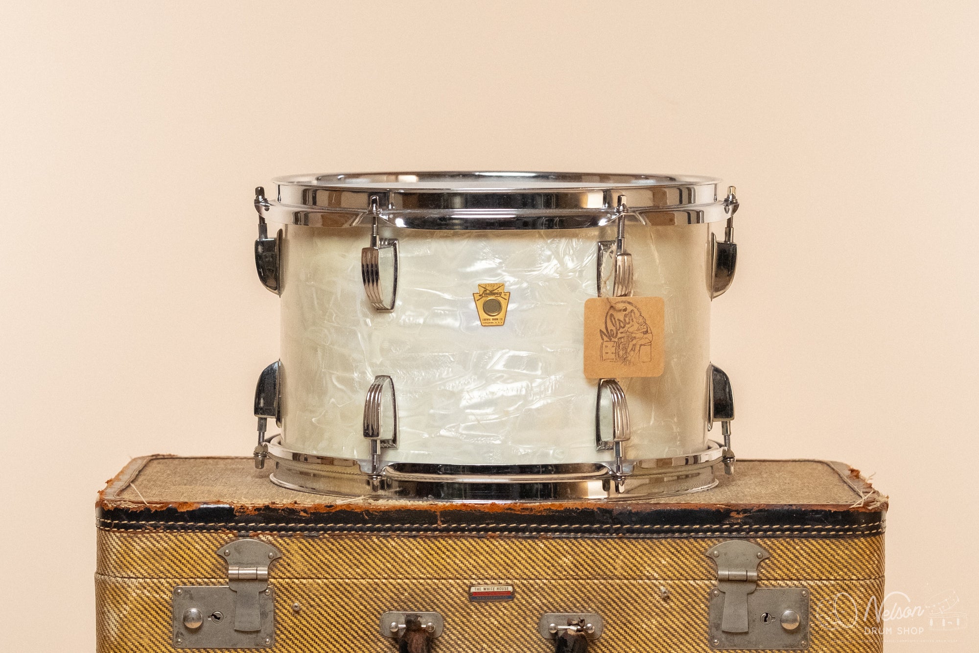 1970s Ludwig Tom in White Marine Pearl - 8x12