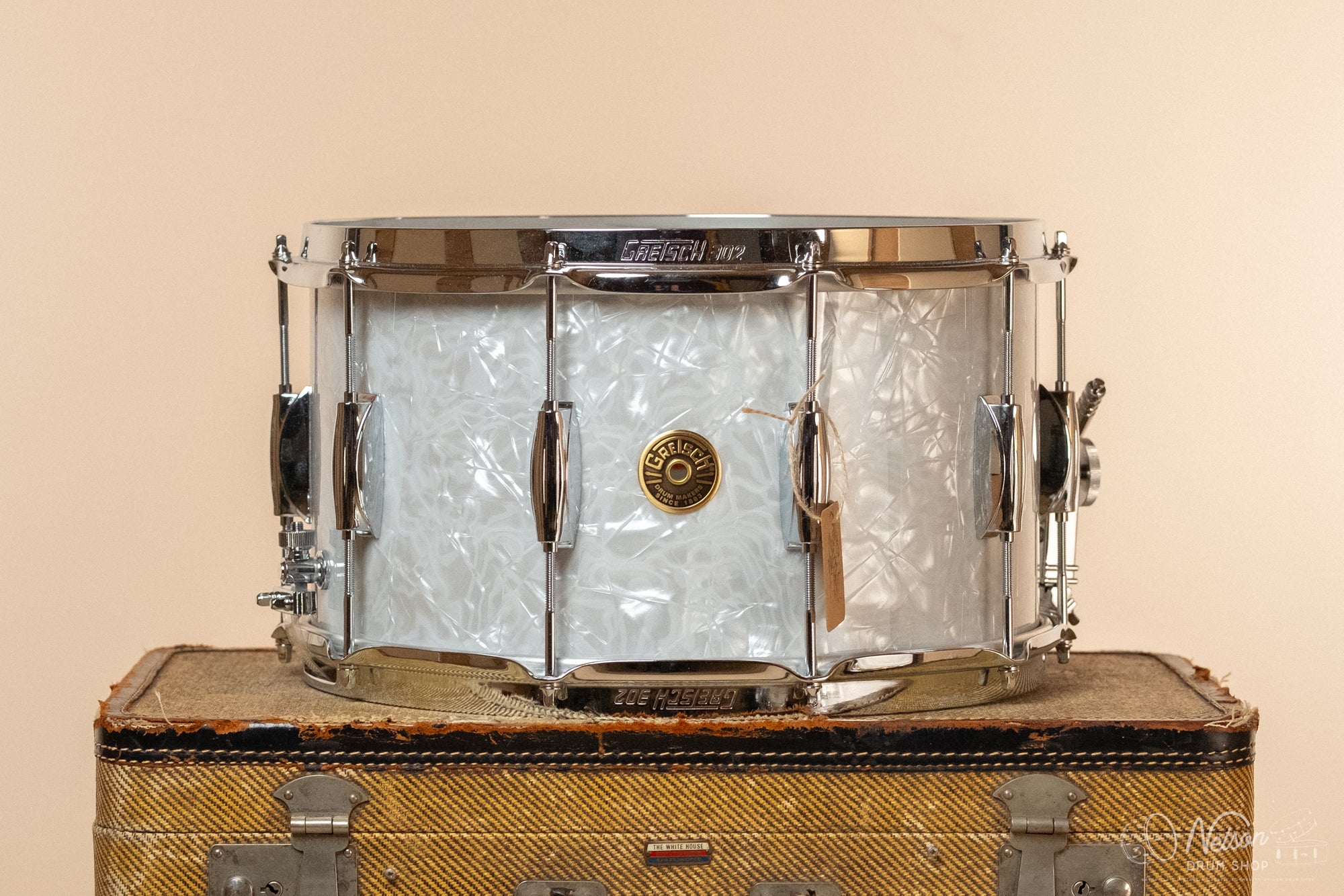 Gretsch 'Broadkaster' in White Marine Pearl - 8x14