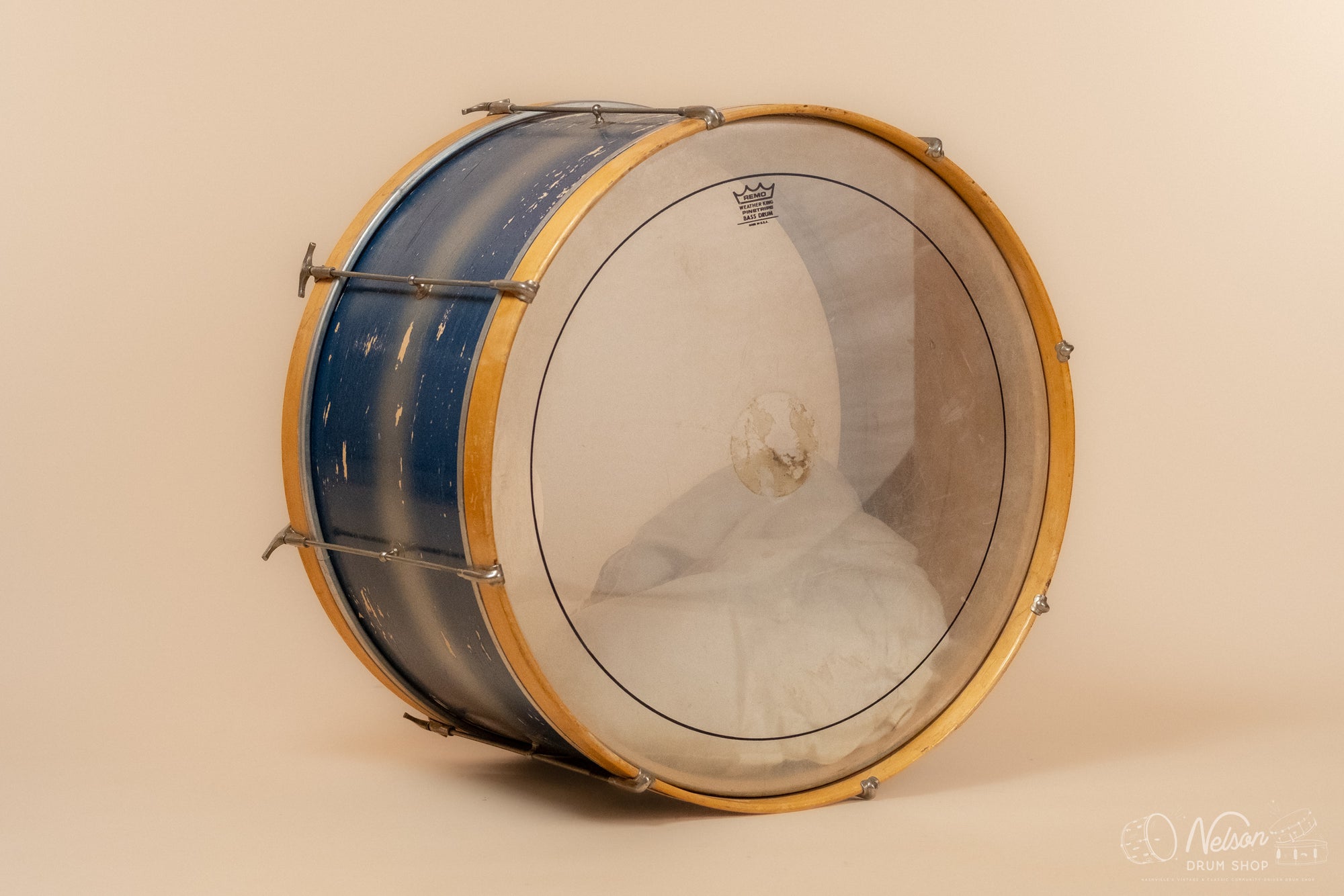 1940s WFL Single Tension Bass Drum in Blue Duco - 14x26