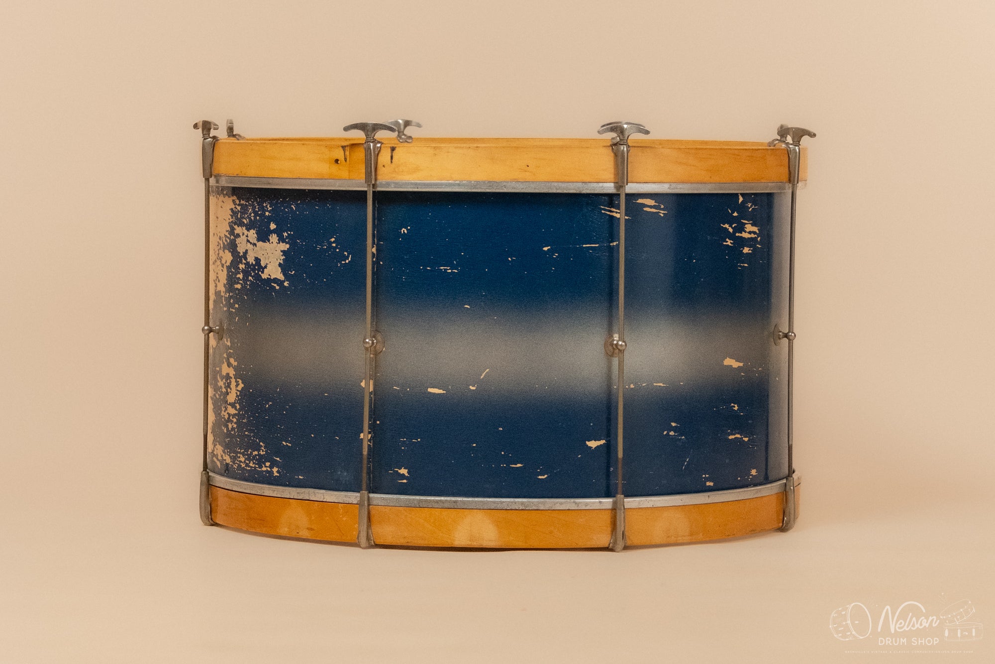 1940s WFL Single Tension Bass Drum in Blue Duco - 14x26