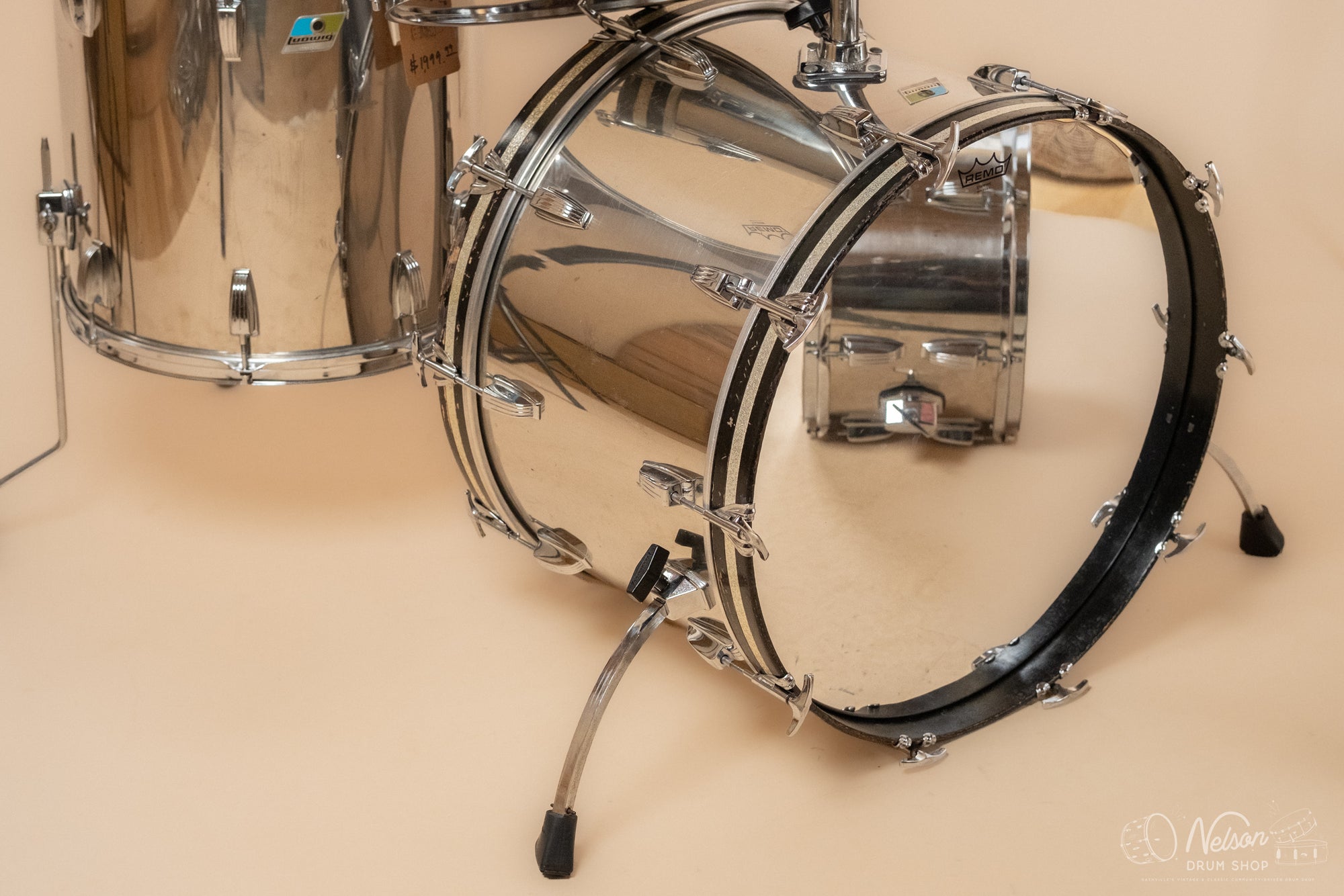 1970s Ludwig 'Big Beat' in Stainless Steel - 14x22, 16x16, 9x13, 8x12