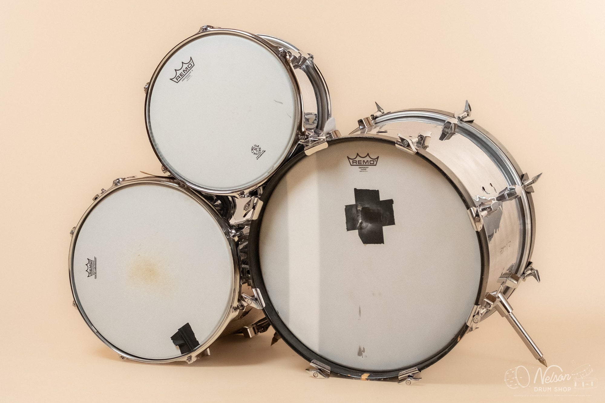 1970s Fibes Chrome Over Fiberglass Bop Kit - 14x18, 16x14, 8x12