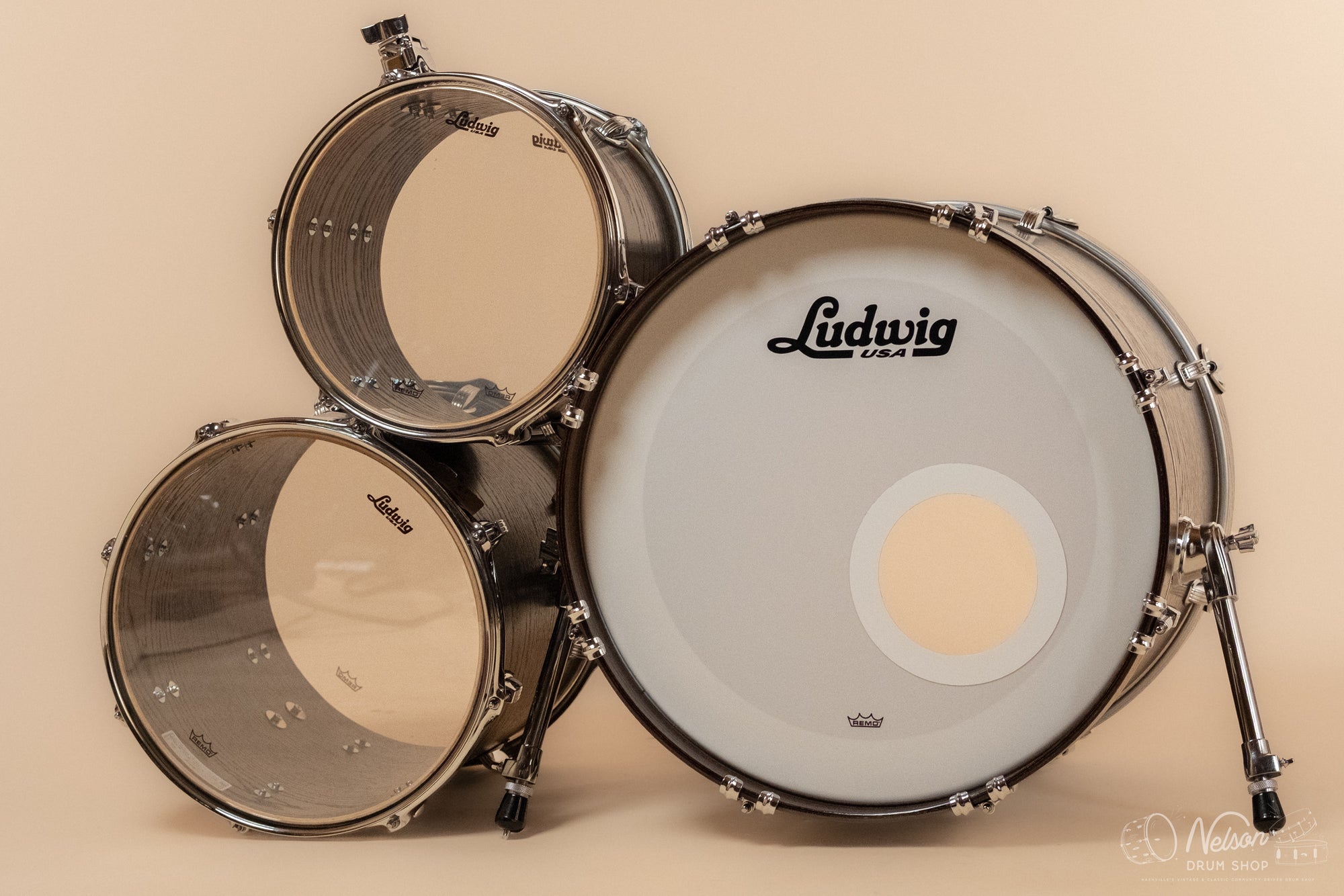 Used Ludwig Classic Oak Downbeat in Smoke - 14x20, 8x12, 14x14