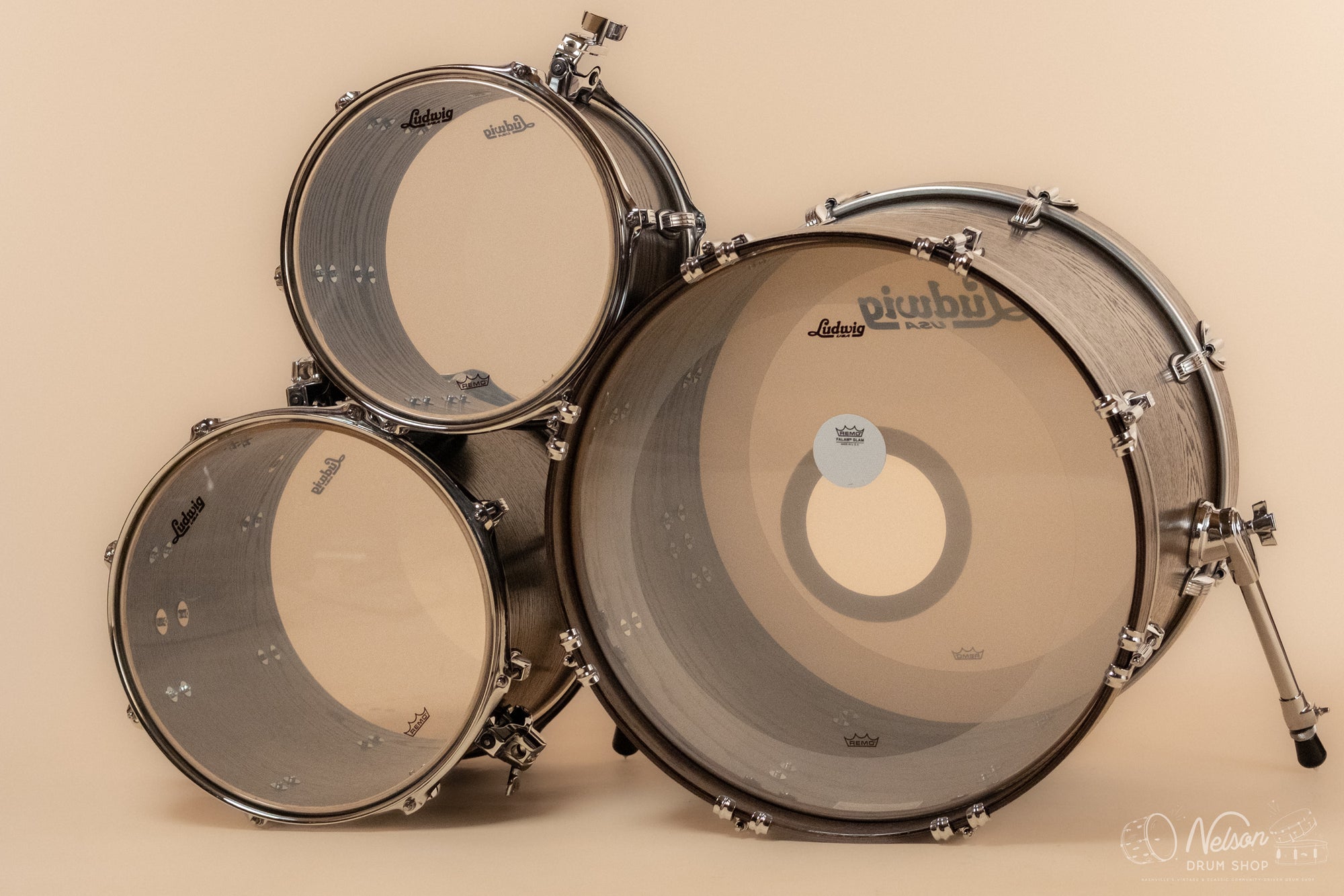 Used Ludwig Classic Oak Downbeat in Smoke - 14x20, 8x12, 14x14