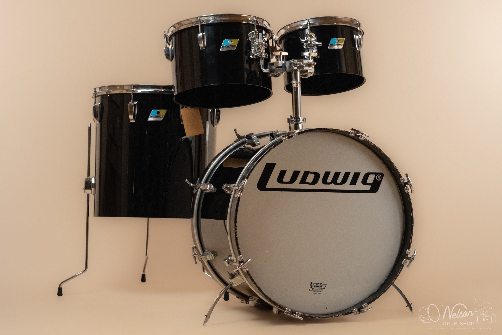 1970s Ludwig Vistalite Concert Tom Kit in Black - 14x20, 6.5x10, 8x12, 16x16