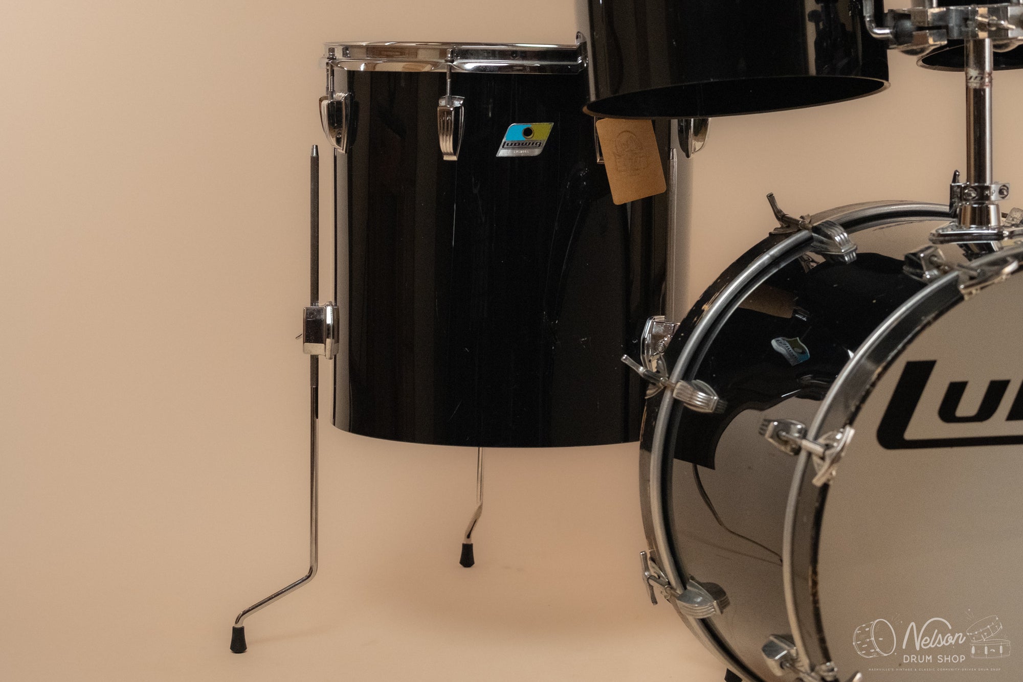 1970s Ludwig Vistalite Concert Tom Kit in Black - 14x20, 6.5x10, 8x12, 16x16