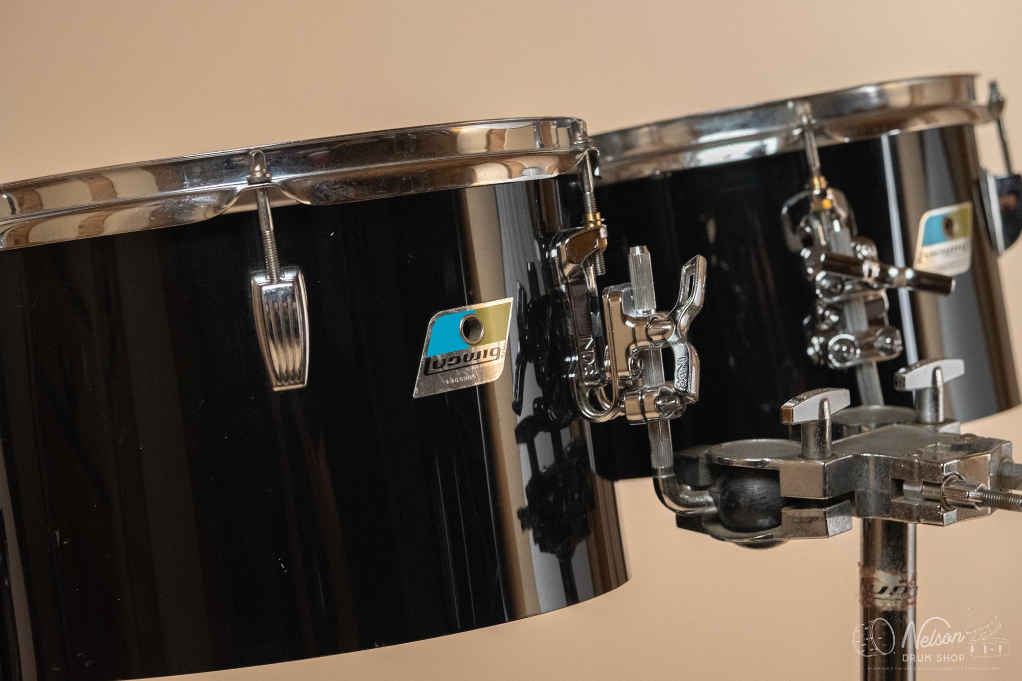 1970s Ludwig Vistalite Concert Tom Kit in Black - 14x20, 6.5x10, 8x12, 16x16