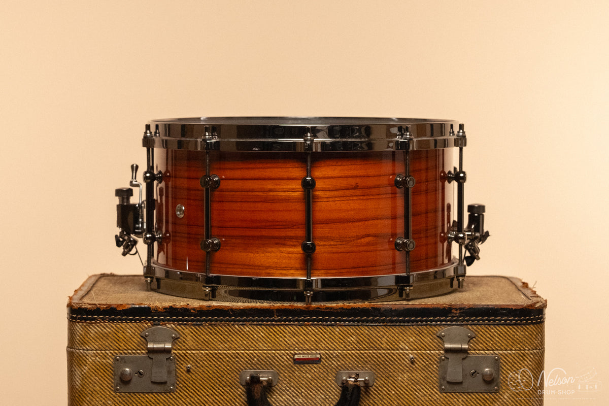 Used Tama "S.L.P." Maple Snare Drum in Gloss Tangerine Zebrawood - 7x14
