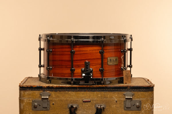 Used Tama "S.L.P." Maple Snare Drum in Gloss Tangerine Zebrawood - 7x14