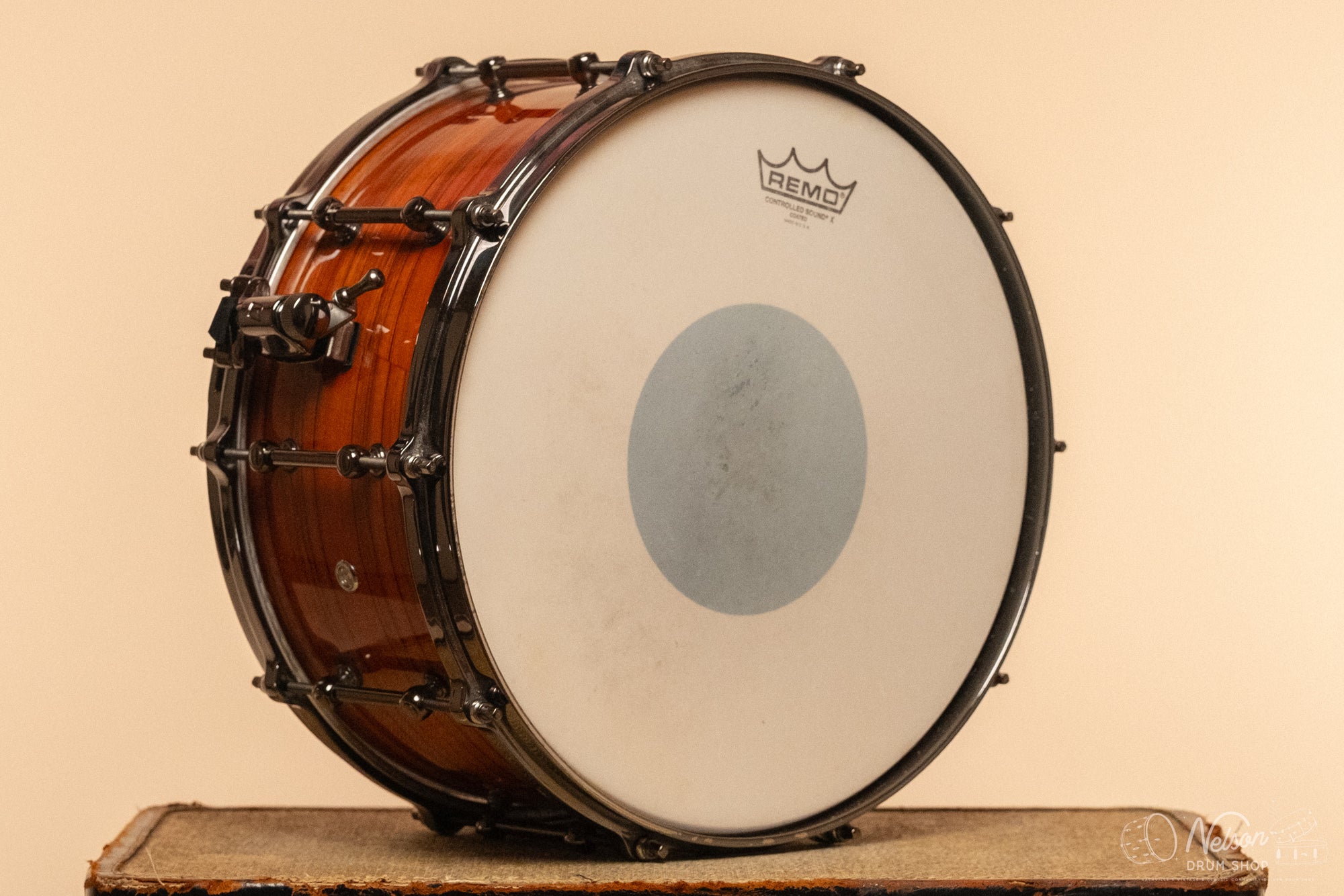 Used Tama "S.L.P." Maple Snare Drum in Gloss Tangerine Zebrawood - 7x14