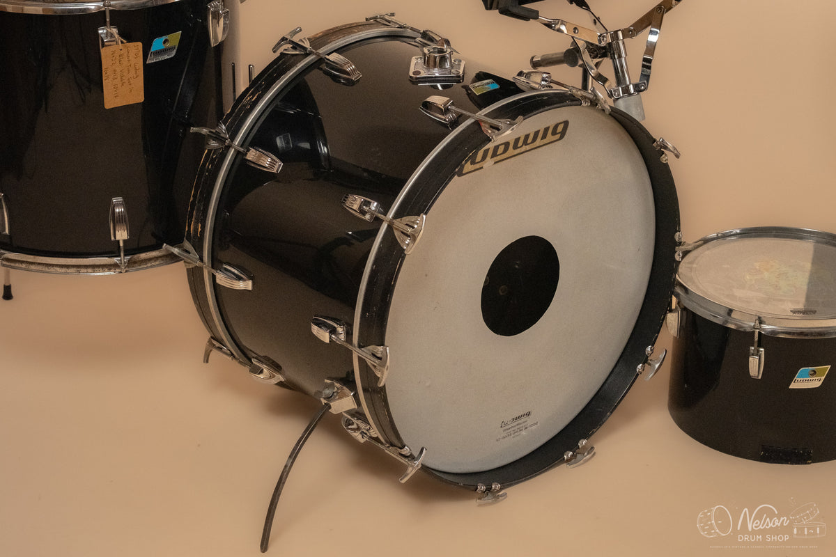 1970s Ludwig Concert Tom Vistalite Kit in Black - 14x22, 16x18, 10x14, 9x13