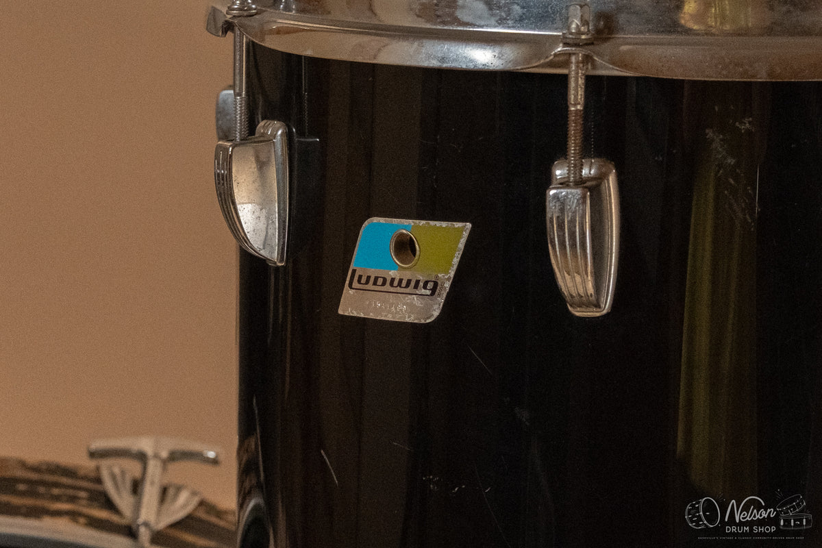 1970s Ludwig Concert Tom Vistalite Kit in Black - 14x22, 16x18, 10x14, 9x13