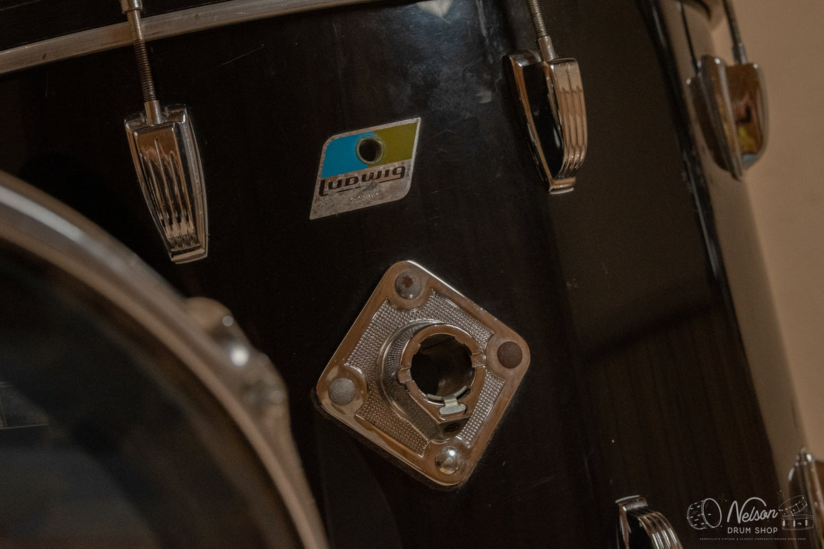 1970s Ludwig Concert Tom Vistalite Kit in Black - 14x22, 16x18, 10x14, 9x13