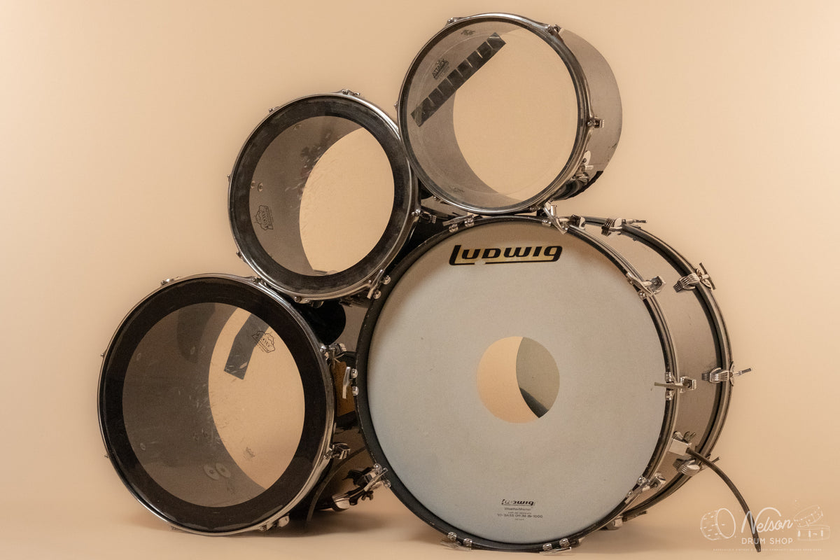 1970s Ludwig Concert Tom Vistalite Kit in Black - 14x22, 16x18, 10x14, 9x13