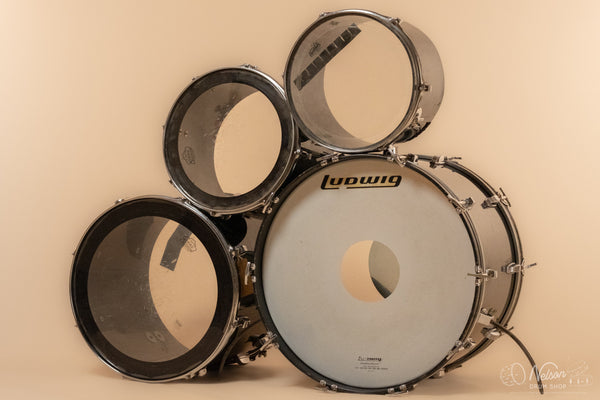 1970s Ludwig Concert Tom Vistalite Kit in Black - 14x22, 16x18, 10x14, 9x13