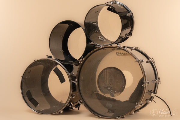 1970s Ludwig Concert Tom Vistalite Kit in Black - 14x22, 16x18, 10x14, 9x13