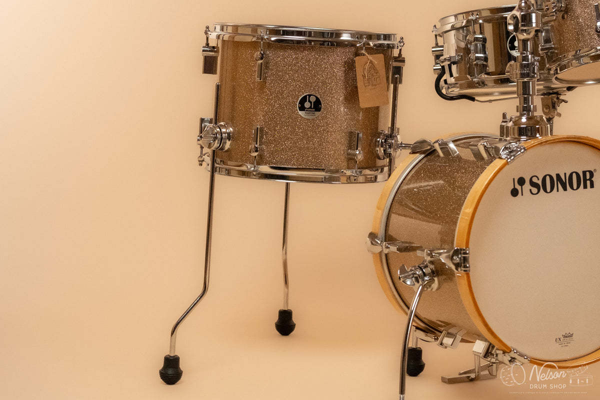 Used Sonor 'Martini' Kit in Gold Galaxy Sparkle - 12x14, 10x13, 8x8, 5x12sn