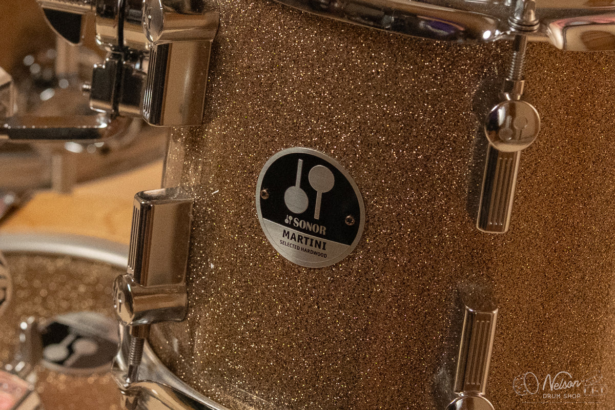 Used Sonor 'Martini' Kit in Gold Galaxy Sparkle - 12x14, 10x13, 8x8, 5x12sn