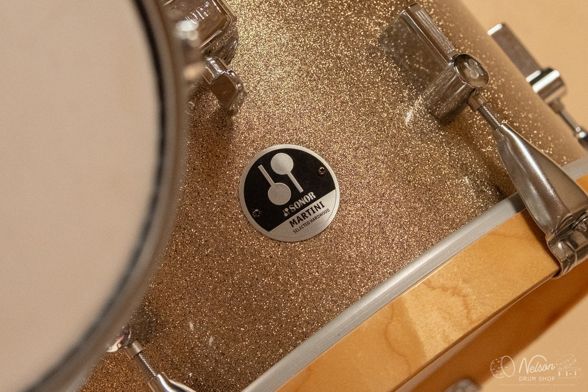Used Sonor 'Martini' Kit in Gold Galaxy Sparkle - 12x14, 10x13, 8x8, 5x12sn
