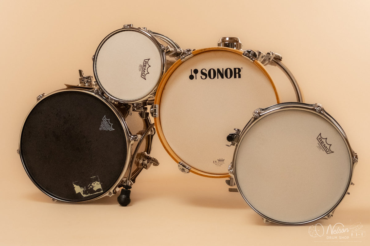Used Sonor 'Martini' Kit in Gold Galaxy Sparkle - 12x14, 10x13, 8x8, 5x12sn