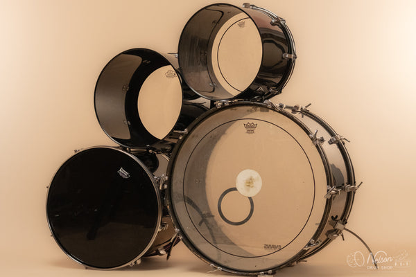 1970s Ludwig Vistalite in Black - 14x24, 16x18, 12x15, 10x14