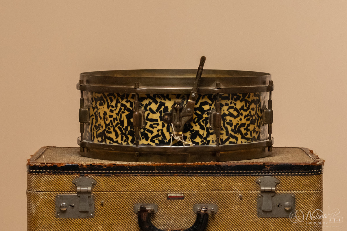 1920s Leedy 'Elite' Professional Model in Black Onyx Signed by Louie Bellson - 5x14