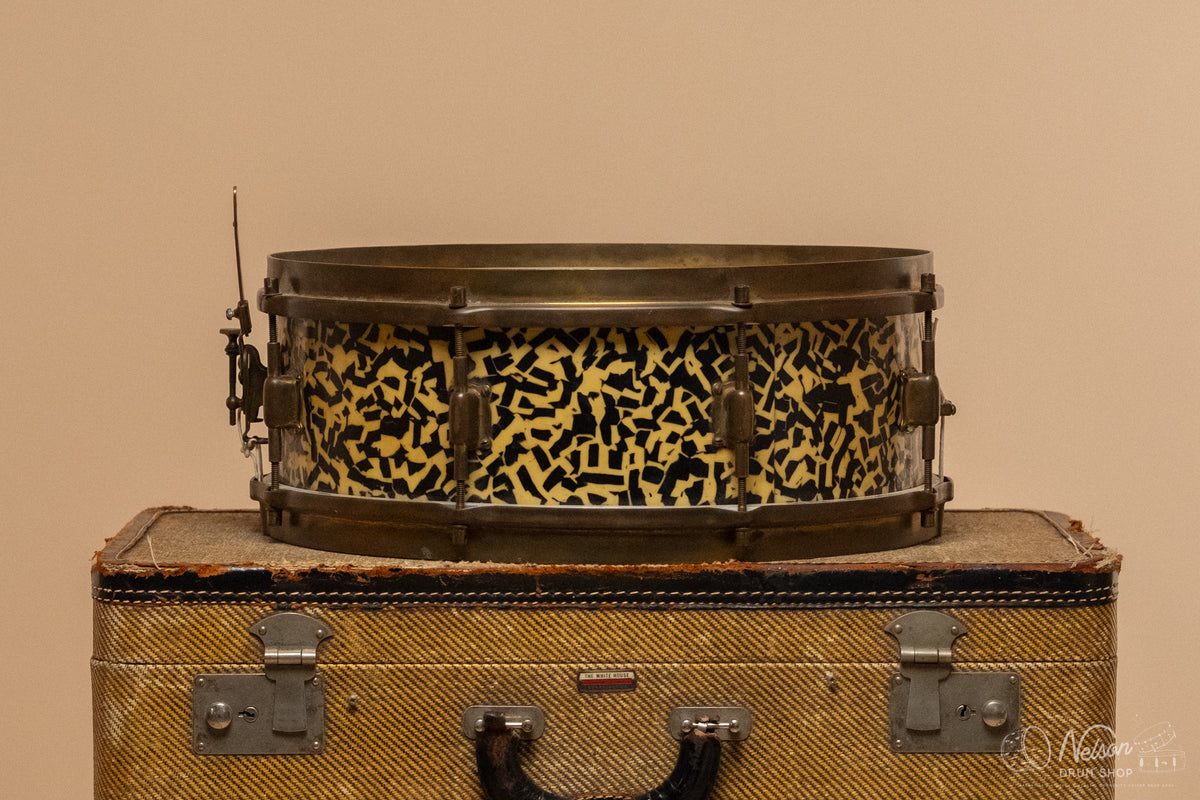 1920s Leedy 'Elite' Professional Model in Black Onyx Signed by Louie Bellson - 5x14